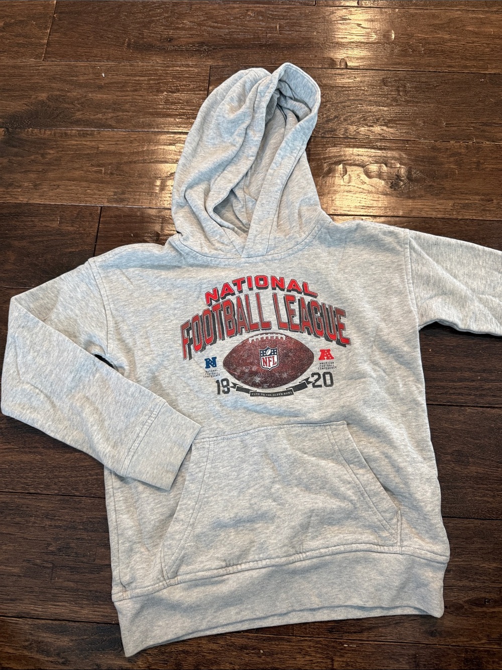 abercrombie kids Gray Hoodie with Red Football Graphic